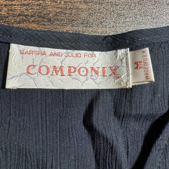 Marsha and Julio For Componix Wood Bead Black Gauzy Tank Top Sleeveless Shirt M - Picture 4 of 7